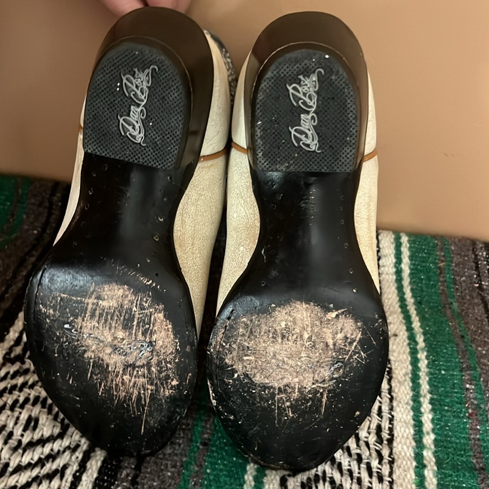 Dan Post cream and dark navy Leather Cowboy Boots ankle boots - Picture 7 of 16